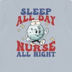 Retro Nurse All Night Back Design T-Shirt - Image 7