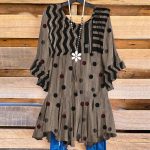 Khaki Print Round Neck Mini Dress - Image 2