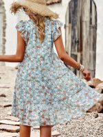 Blue Short Sleeve Print Mini Dress - Image 3