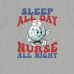 Retro Nurse All Night Back Design T-Shirt - Image 8