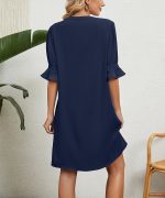 Unique Plain Half Sleeve Mini Dress - Image 3