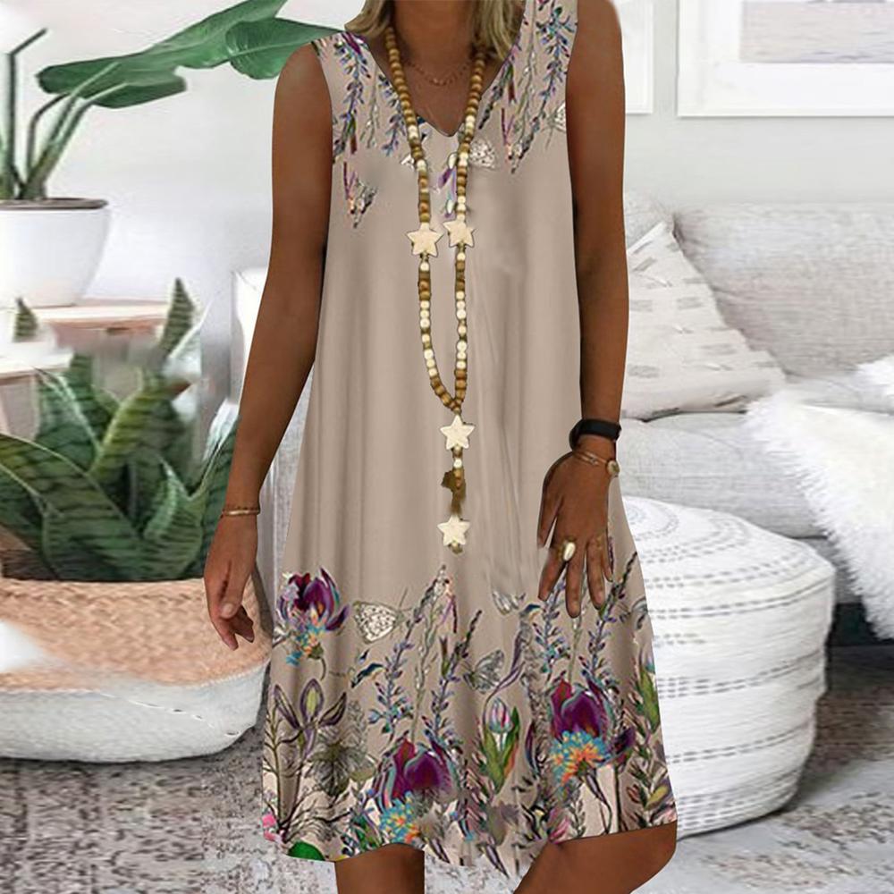 3fvrg_2493ec23-7817-4615-9865-b249e081e68a.jpg Trendy Coffee Sleeveless Print Mini Dress - Image 2