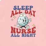 Retro Nurse All Night Back Design T-Shirt - Image 11
