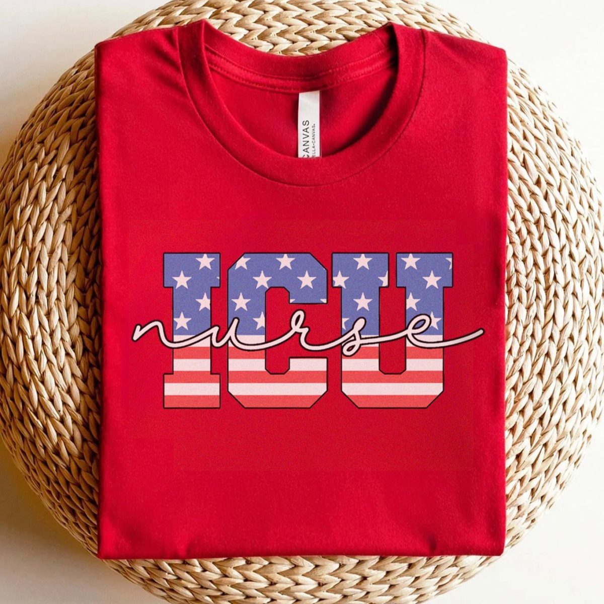 Stars & Stripes ICU Nurse T-Shirt - Image 3