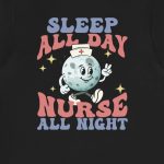 Retro Nurse All Night Back Design T-Shirt - Image 5
