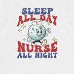 Retro Nurse All Night Back Design T-Shirt - Image 4