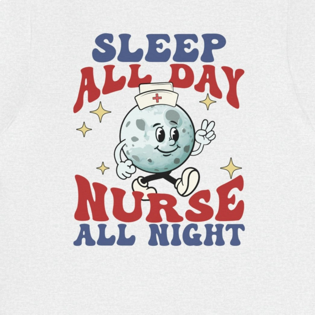 787235dd97c9bd03fa8dc9f644e92575 Retro Nurse All Night Back Design T-Shirt - Image 4