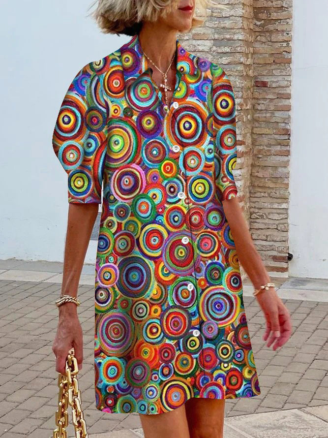 7_bebda634-3ffb-4b45-bc8c-6f1710c4977c.jpg Abstract Short Sleeve Collared Mini Dress - Image 2