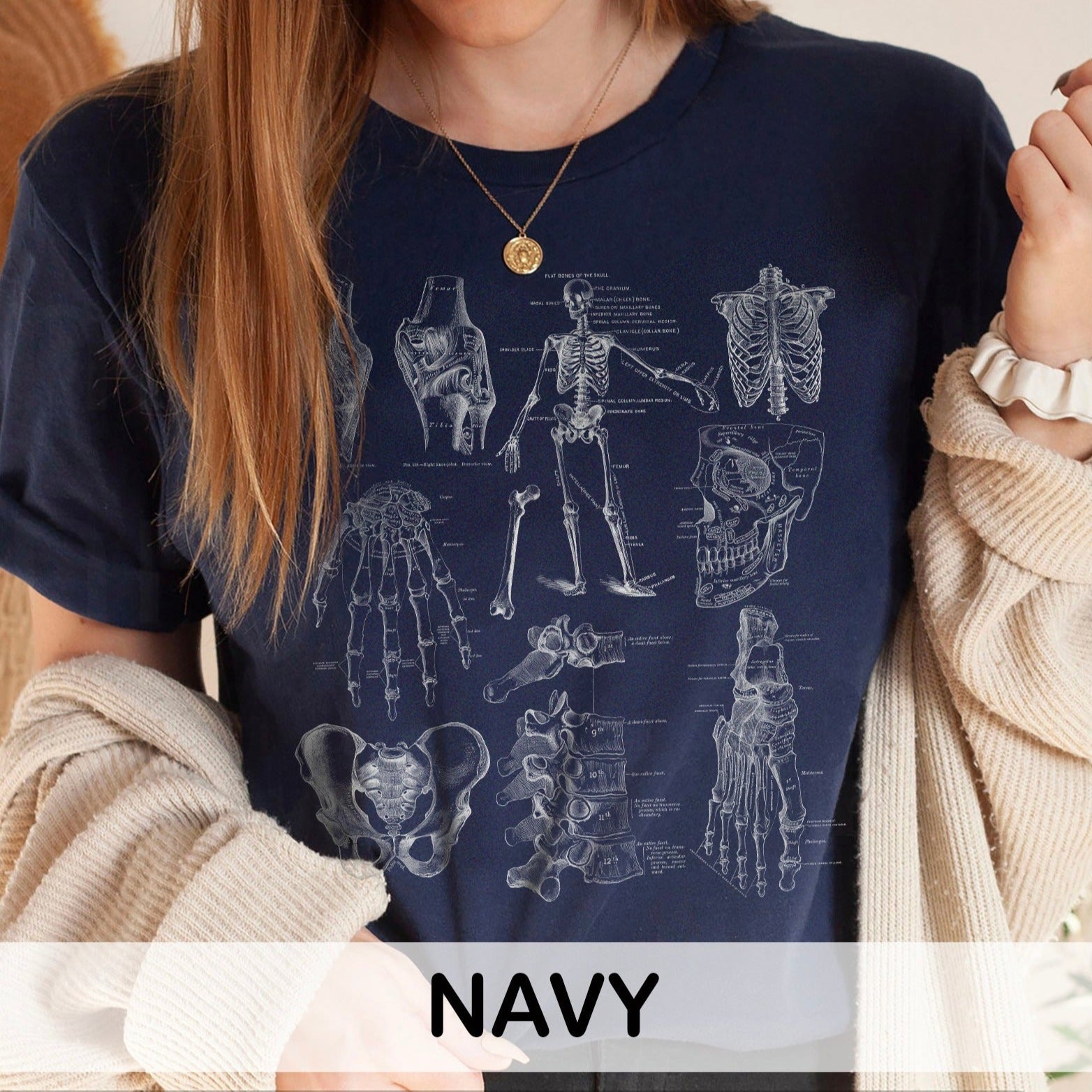 VINTAGEskeletalbonesanatomycolors_06da50f4-44e5-4018-bdec-d8fccdeeb4ff Vintage Skeletal Anatomy T-Shirt - Image 7