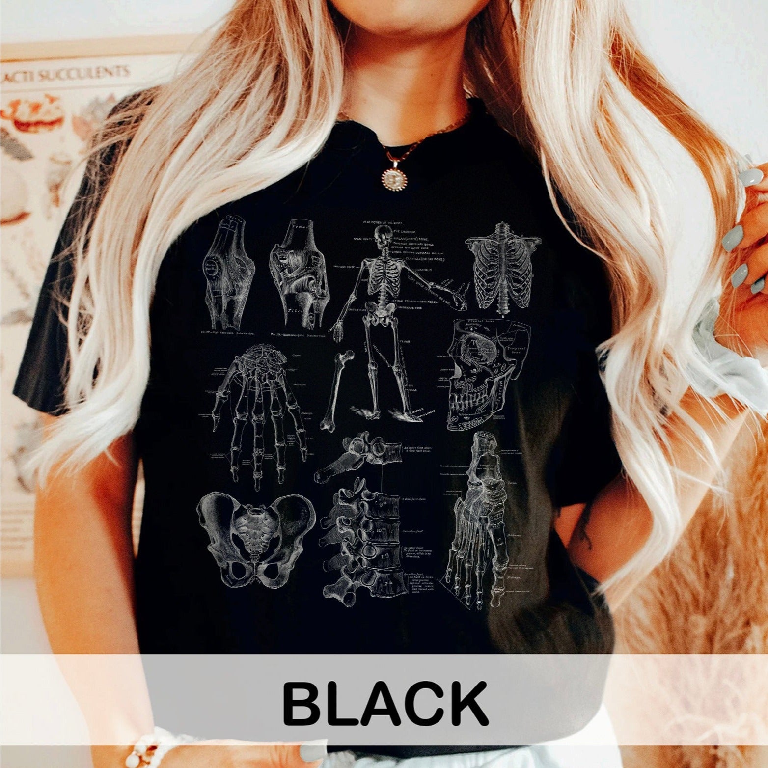 VINTAGEskeletalbonesanatomycolors_0d6b68ee-e8d9-447b-b658-f9367a3a6dc2 Vintage Skeletal Anatomy T-Shirt - Image 6