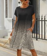 Stylish Short Sleeve Print Mini Dress - Image 2