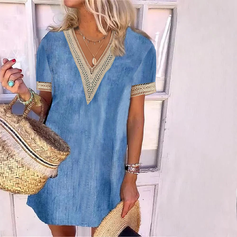 af-d71c-4715-bf2a-dcfa77_8a794ba5-e6c1-4532-bb43-b7b3ffa01ba7.jpg Stylish Print Blue Short Sleeve Mini Dress - Image 2