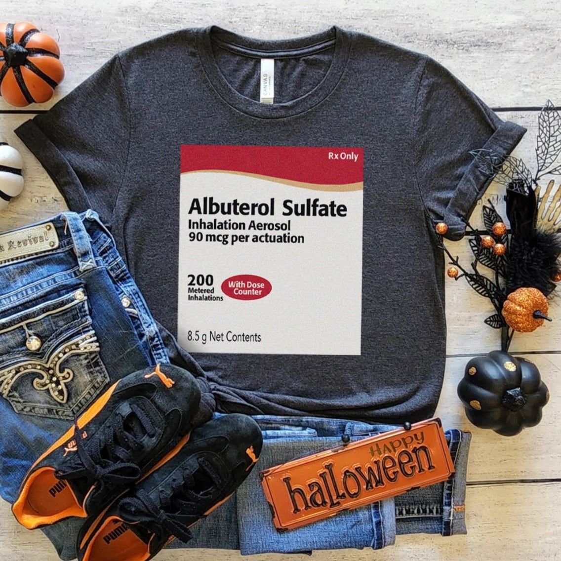 albuterollabeldarkgrey Albuterol Label T-Shirt - Image 6