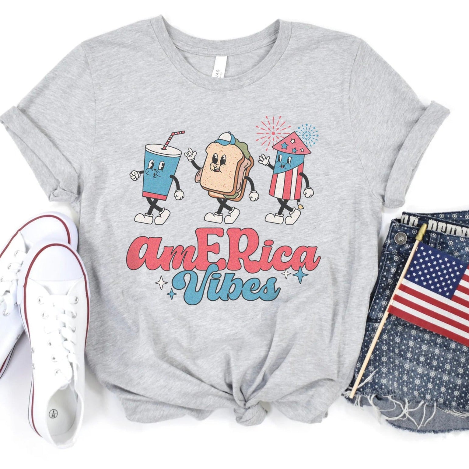 amERicaVibesgray AmERica Vibes T-Shirt - Image 5