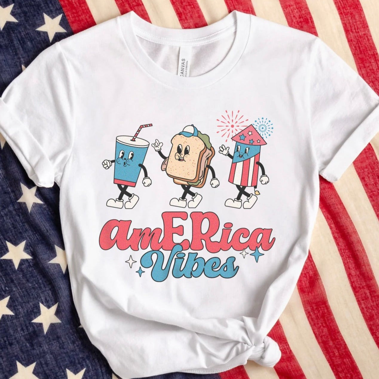 amERicaVibeswhite AmERica Vibes T-Shirt - Image 1