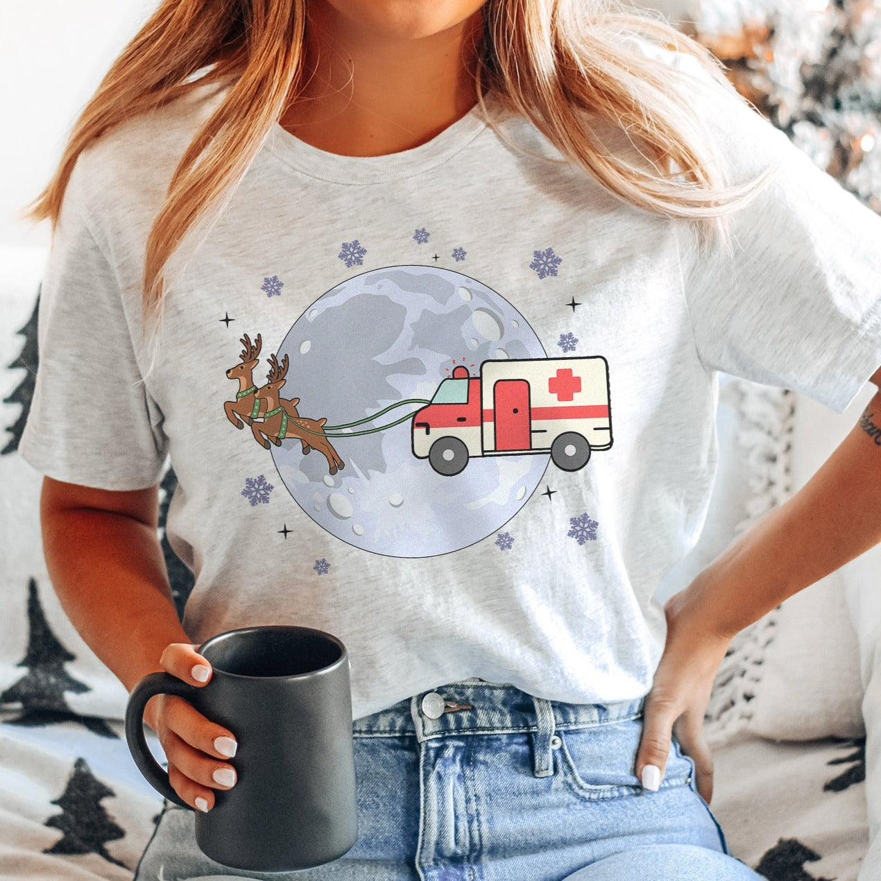 ambulancesleighash Ambulance Christmas Sleigh T-Shirt - Image 4