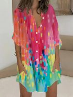 Showy 3/4 Sleeve Print Mini Dress - Image 2
