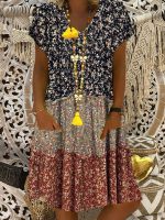 Popular Short Sleeve Print Mini Dress - Image 2