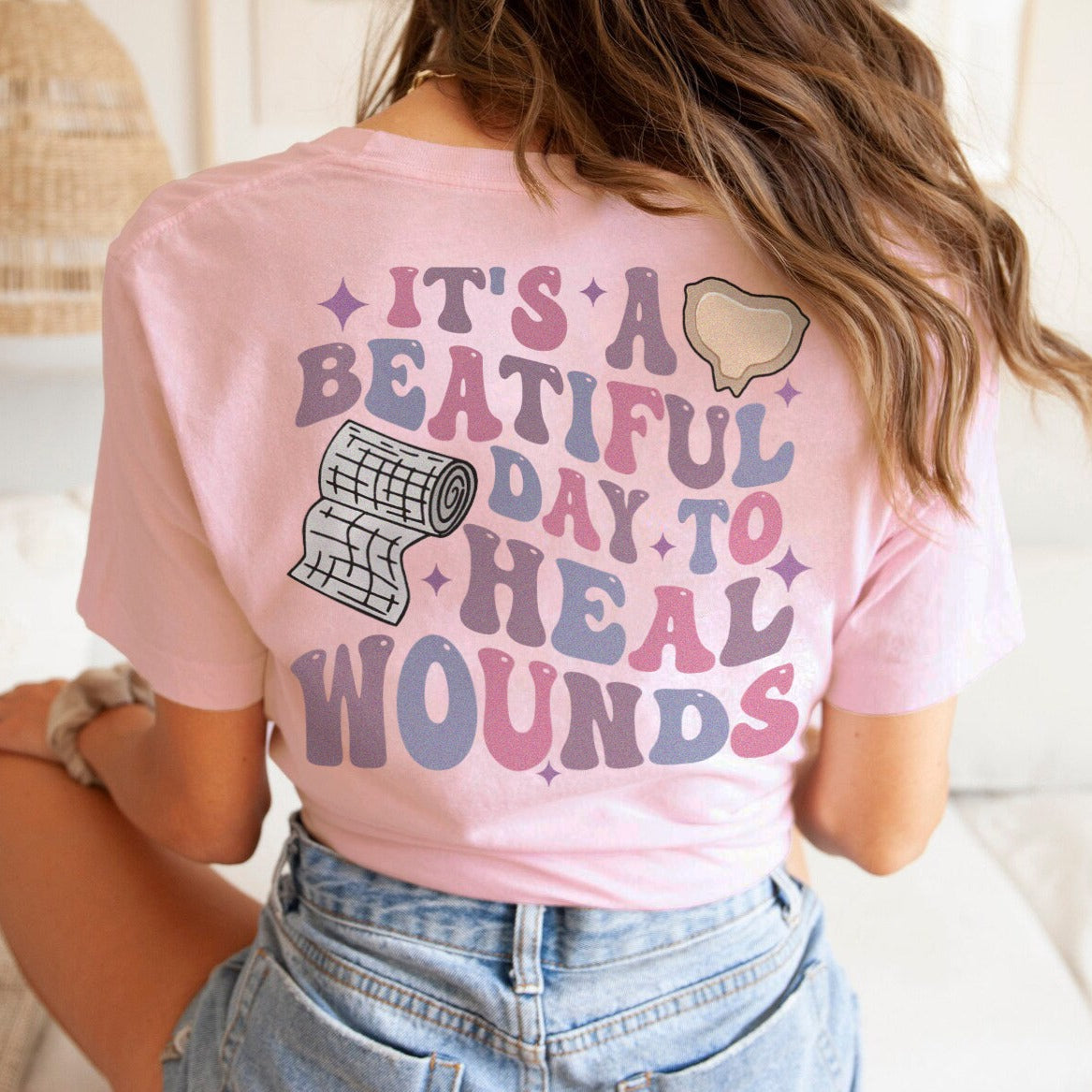 beautifuldaytohealwoundspinkback It's a Beautiful Day to Heal Wounds (Back Design) T-Shirt - Image 1