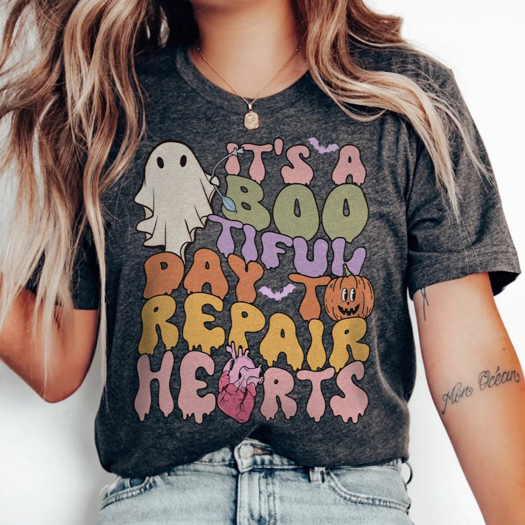bootifuldaytorepairheartsdarkgrey Bootiful Day to Repair Hearts T-Shirt - Image 3