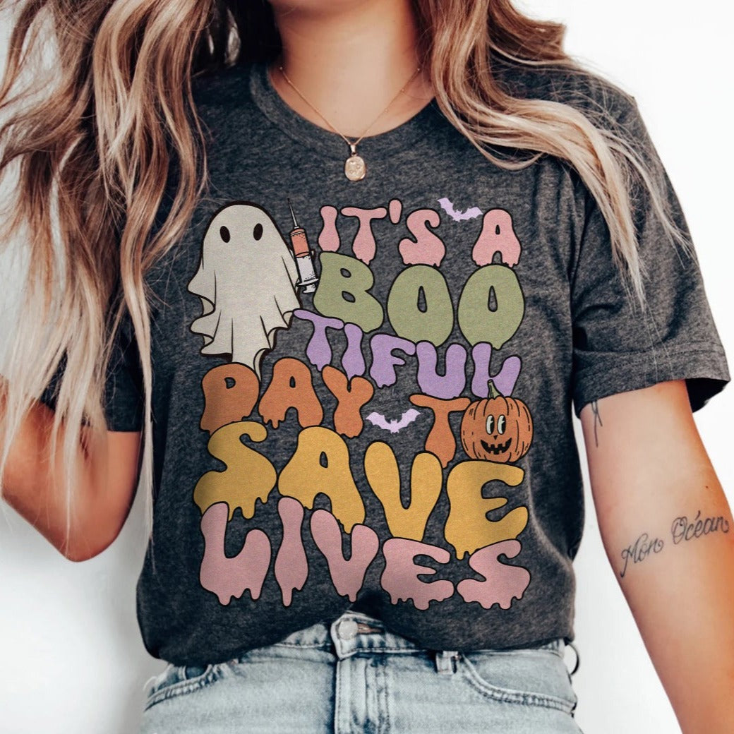 bootifuldaytosavelivesdarkgray It's a Bootiful Day to Save Lives T-Shirt - Image 1