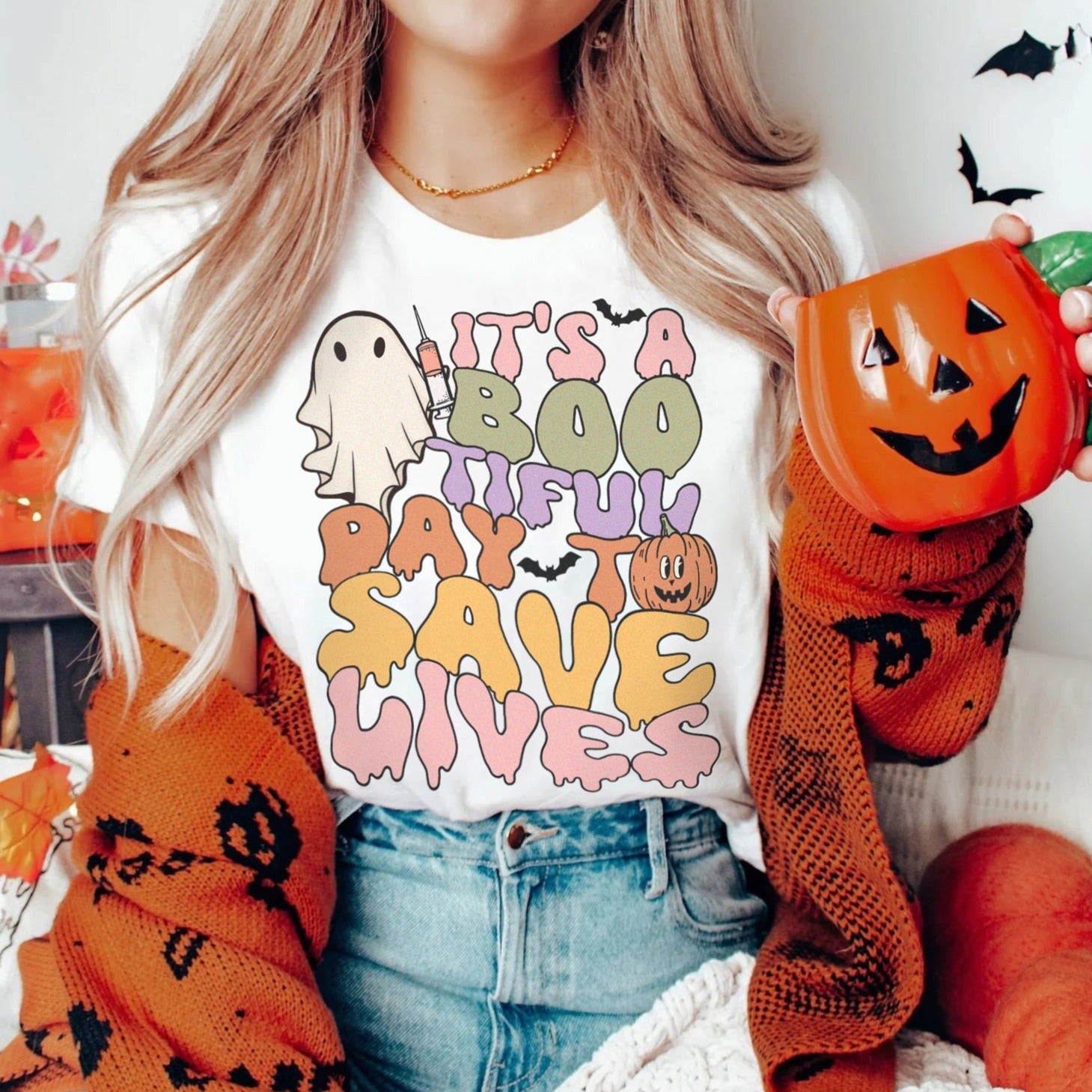 bootifuldaytosaveliveswhite It's a Bootiful Day to Save Lives T-Shirt - Image 4