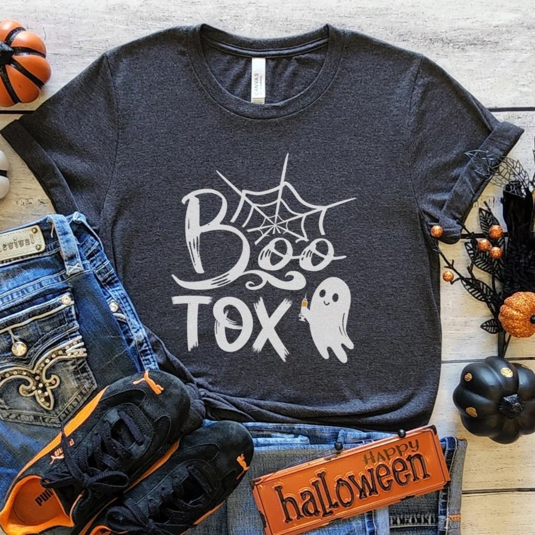 bootoxdarkgray BOO-Tox Halloween T-Shirt - Image 6