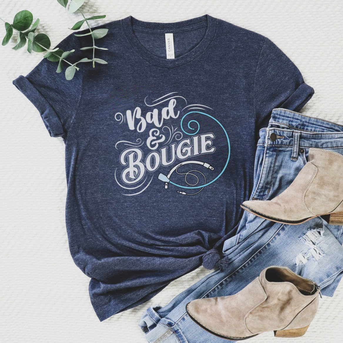 bougieHEATHERNAVY Bad & Bougie T-Shirt - Image 5