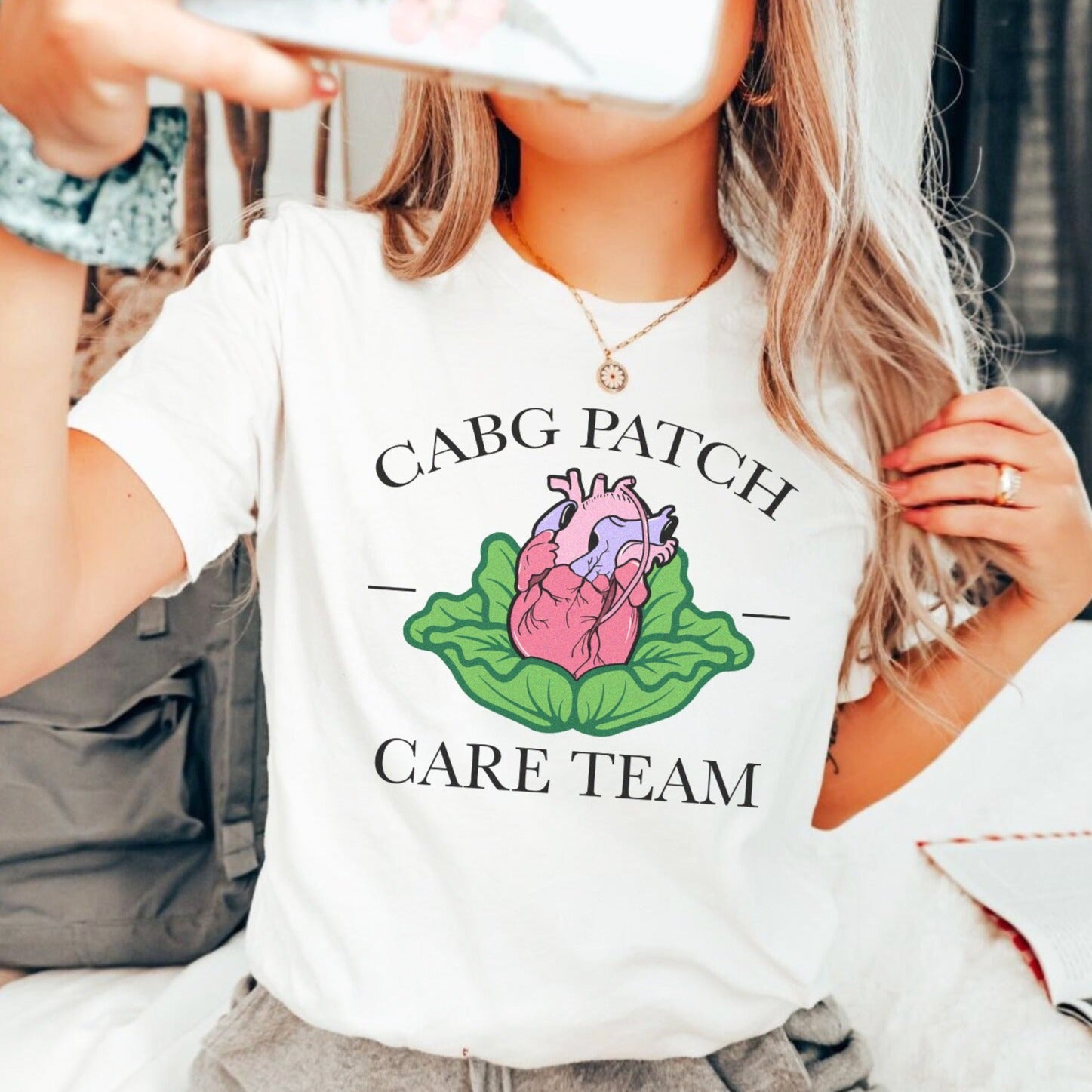 cabgpatchwhite CABG Patch Care Team T-Shirt - Image 1