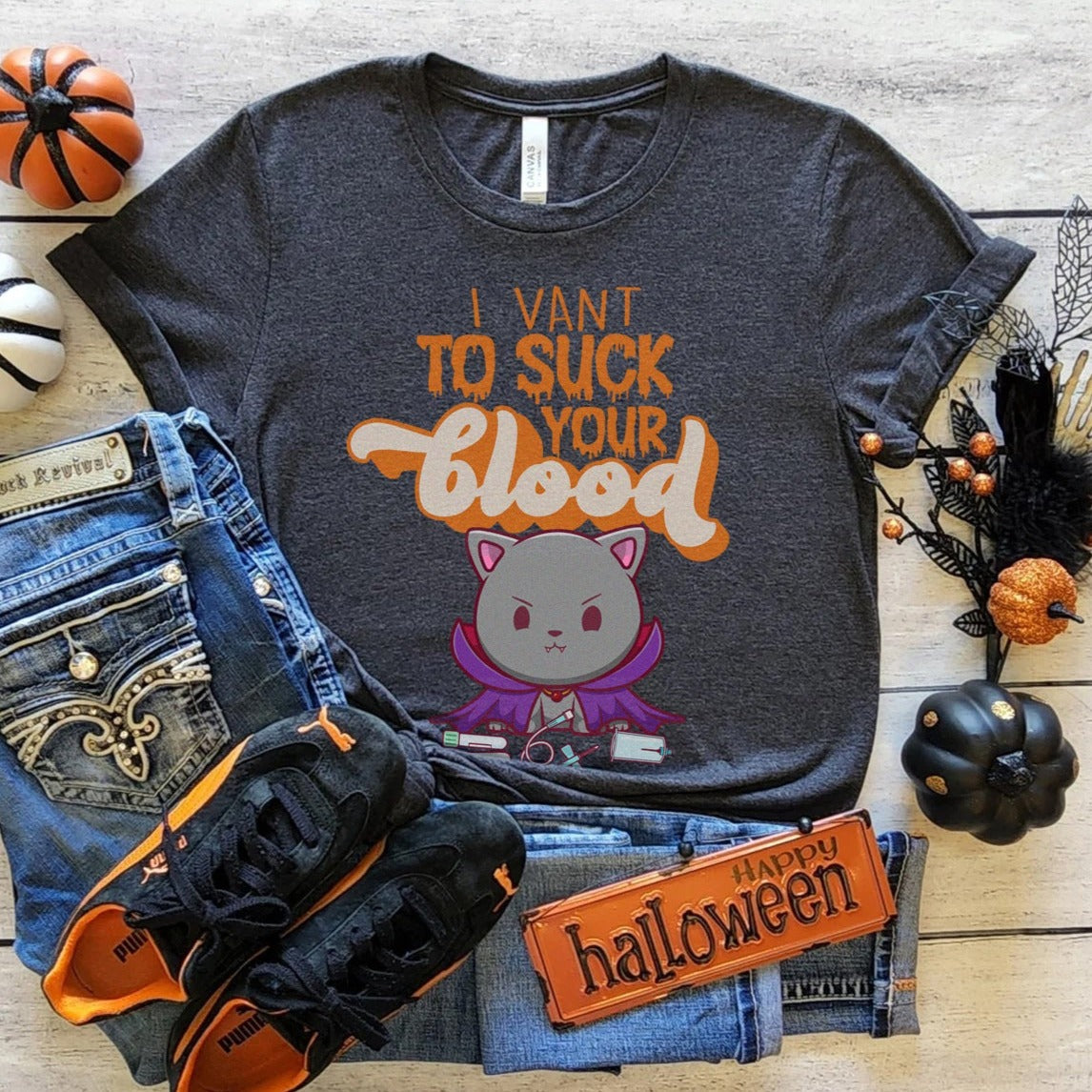 catvampiregray Dracula Blood Draw T-Shirt - Image 5