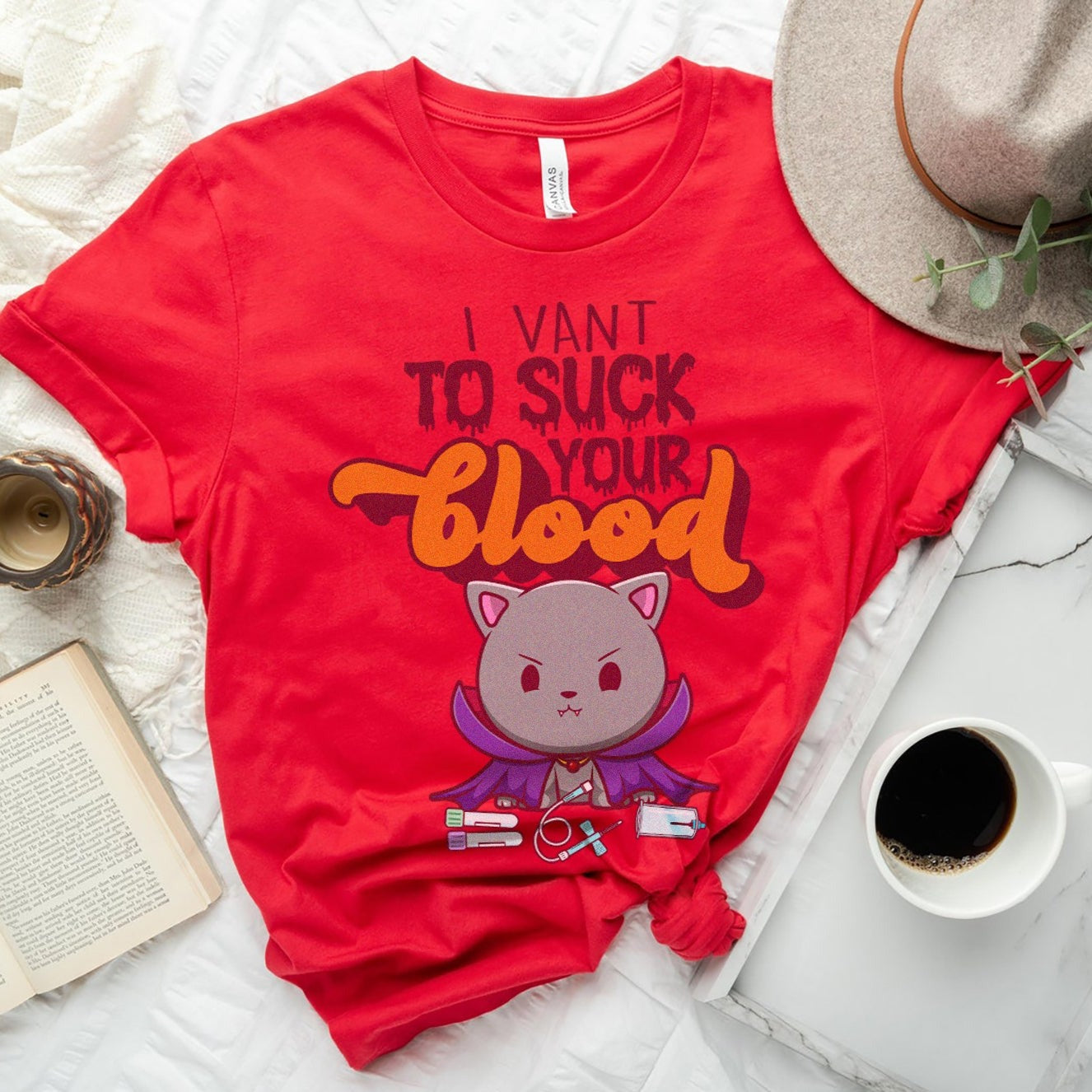 catvampirered Dracula Blood Draw T-Shirt - Image 9