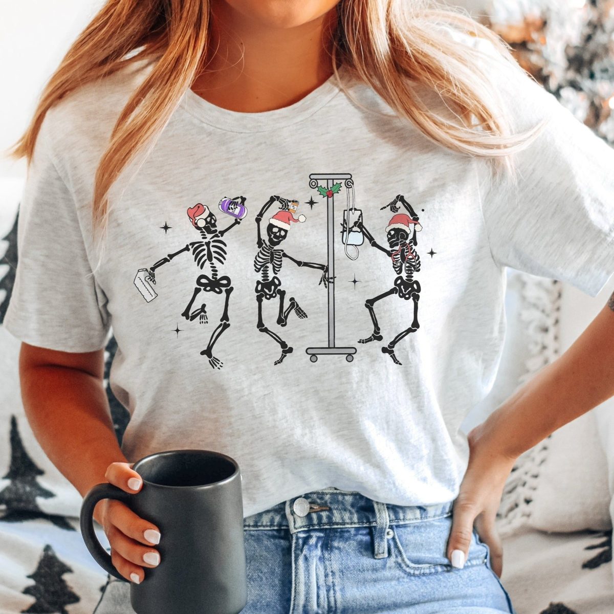 Christmas Nurse Skeletons T-Shirt - Image 1