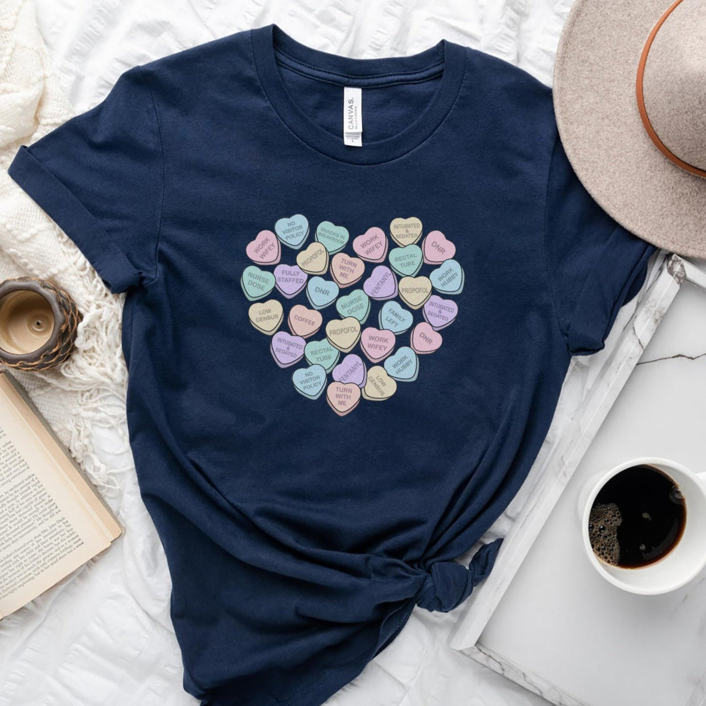 conversationicuheartscandynavy ICU Nurse Conversation Hearts T-Shirt - Image 11
