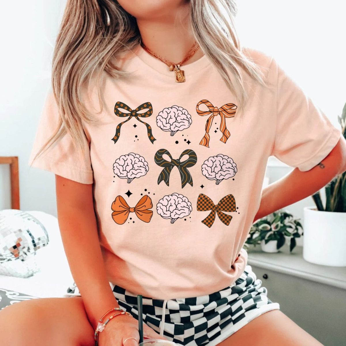 Bows & Brains Halloween T-Shirt - Image 5