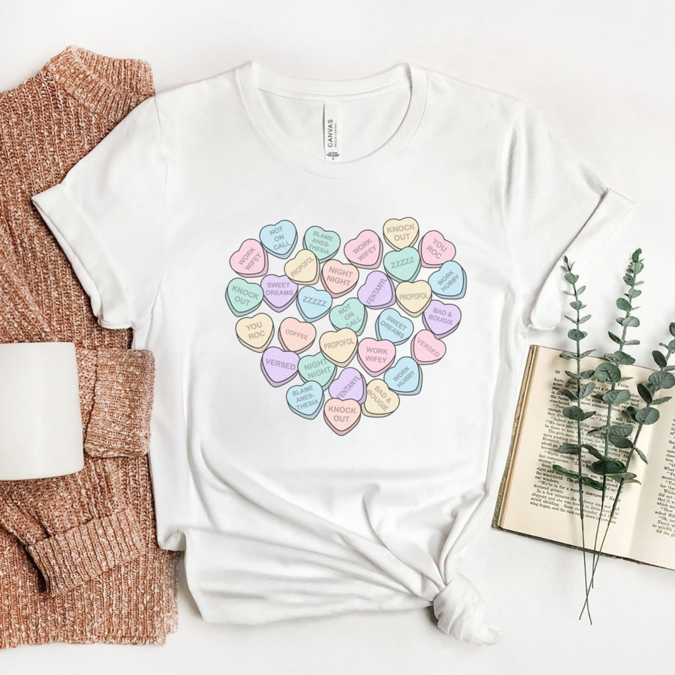 crnaheartswhite CRNA Conversation Hearts T-Shirt - Image 3
