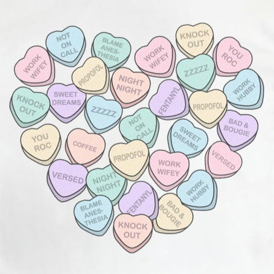 crnaheartswhite_ba3a429e-e205-4b7a-ba04-5a70dab26b71 CRNA Conversation Hearts T-Shirt - Image 2