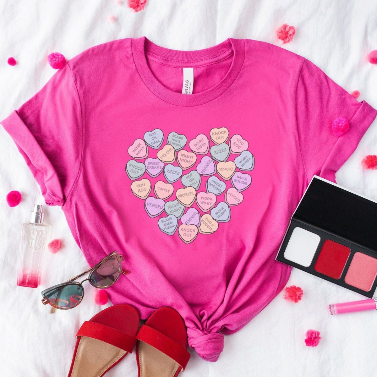 CRNA Conversation Hearts T-Shirt - Image 1