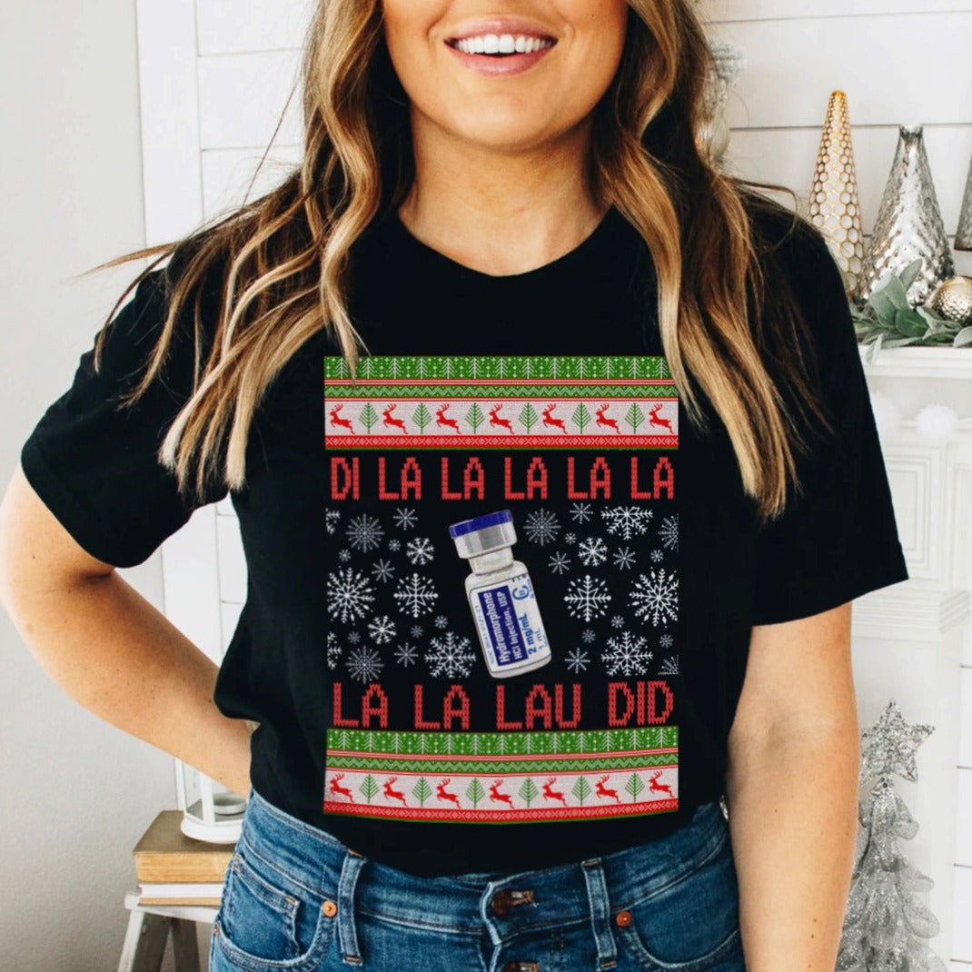 dilaudidchristmasblackshirt Dilaudid Ugly Christmas T-Shirt - Image 2