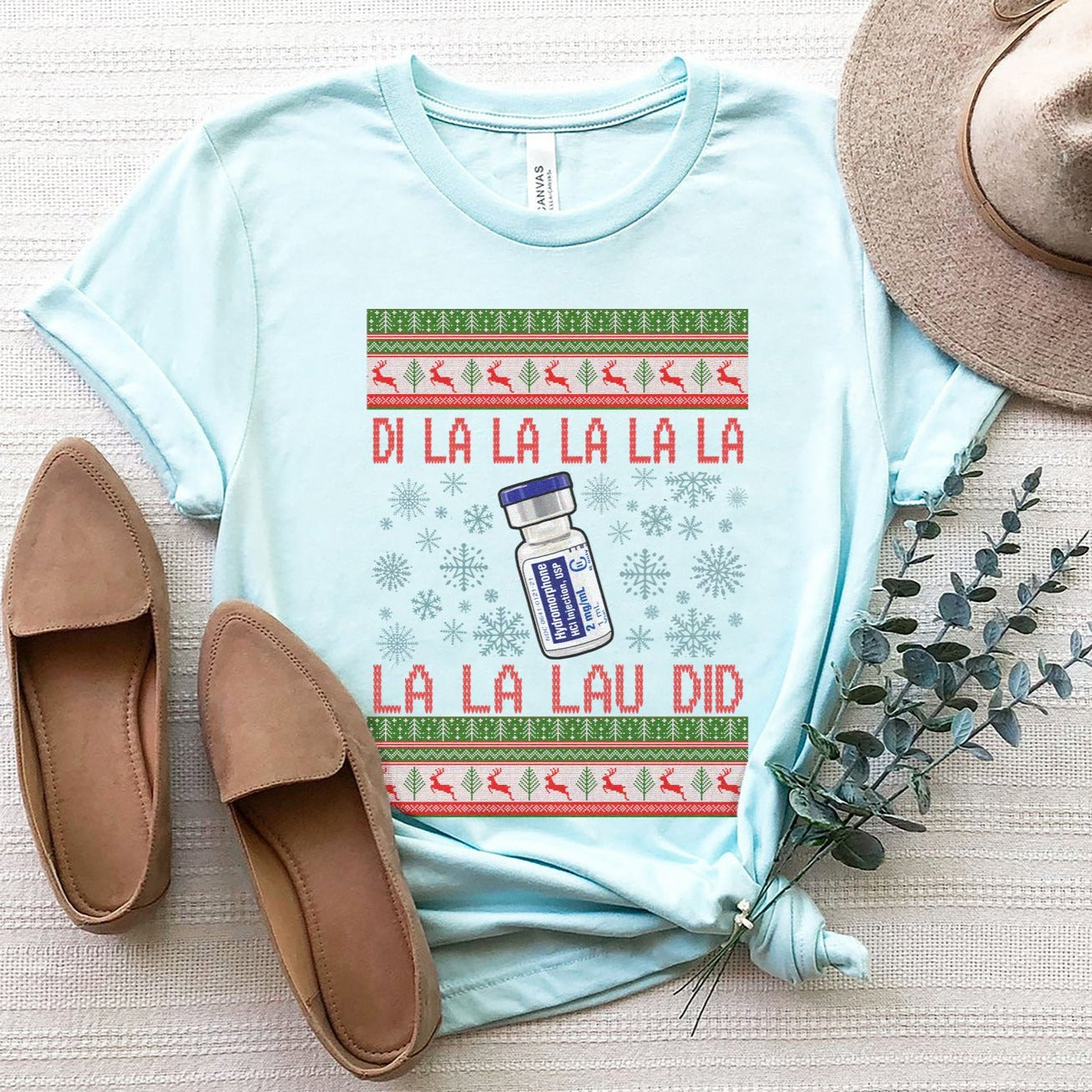 dilaudiduglyice Dilaudid Ugly Christmas T-Shirt - Image 3
