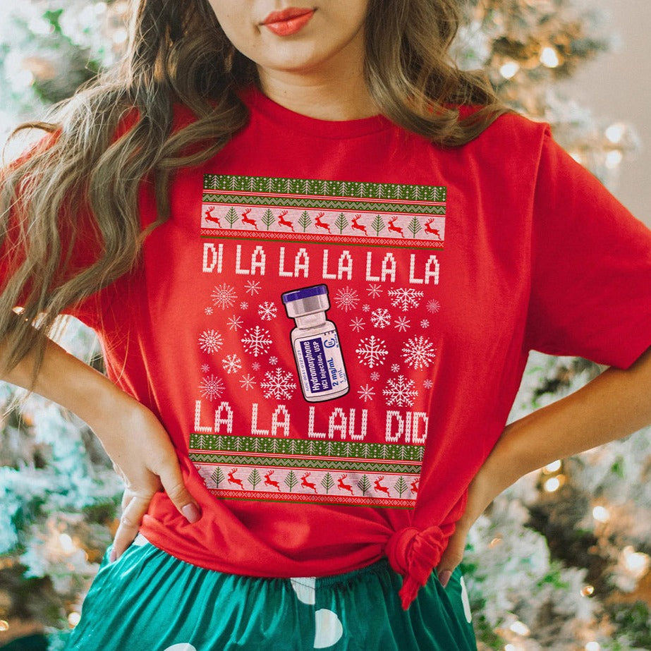 dilaudiduglyshirtred Dilaudid Ugly Christmas T-Shirt - Image 6