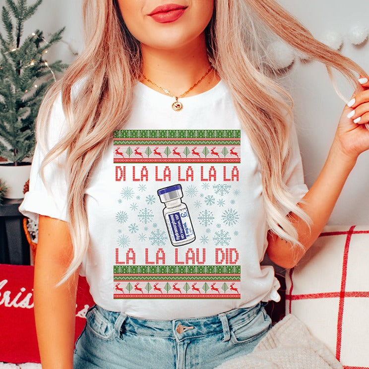 dilaudiduglyshirtwhite Dilaudid Ugly Christmas T-Shirt - Image 7