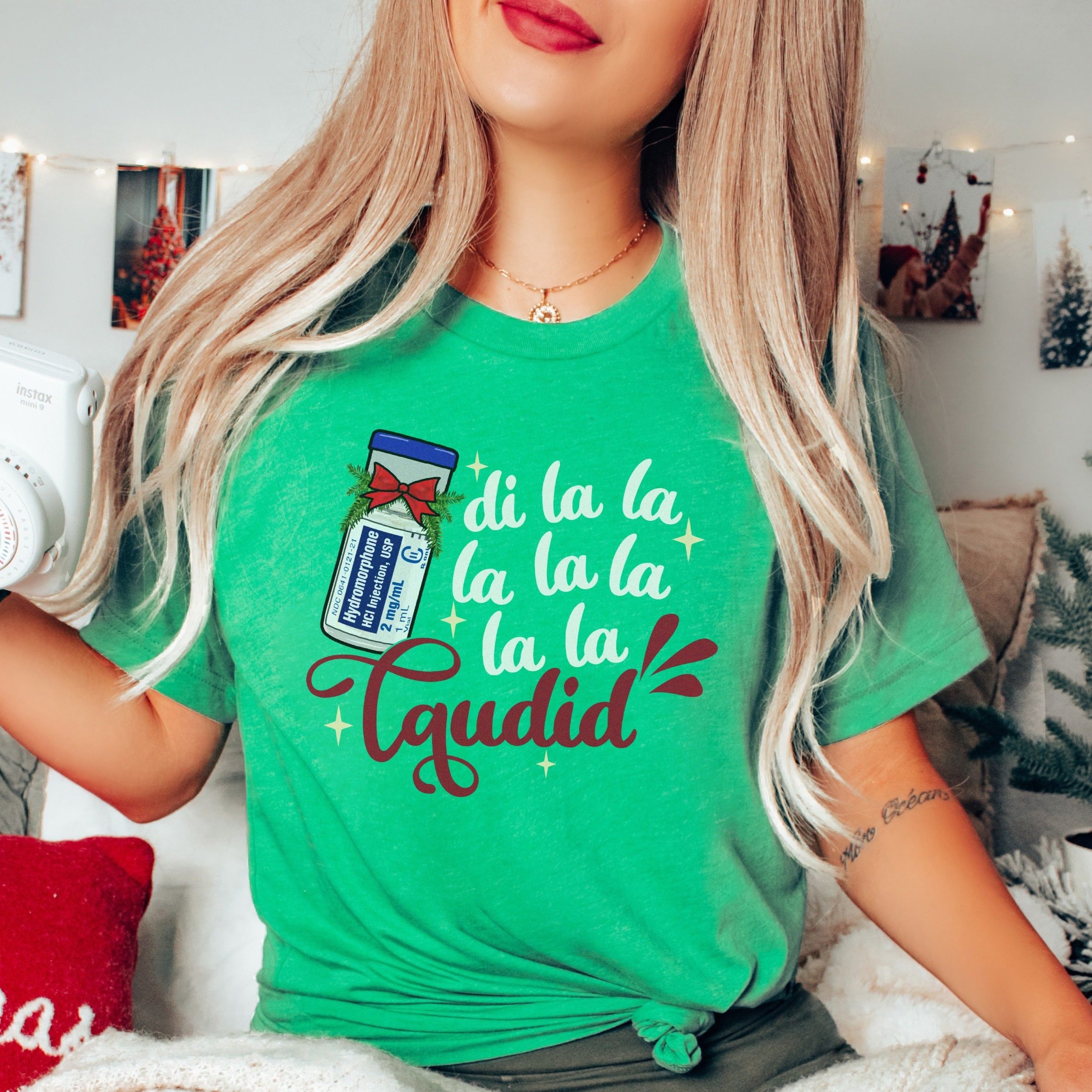 dilaudidxmasgreen Di La La Laudid Christmas T-Shirt - Image 5