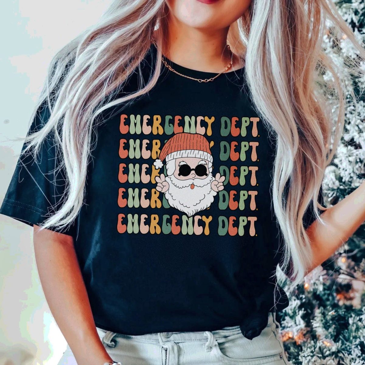 Retro Emergency Department Santa T-Shirt - Image 1