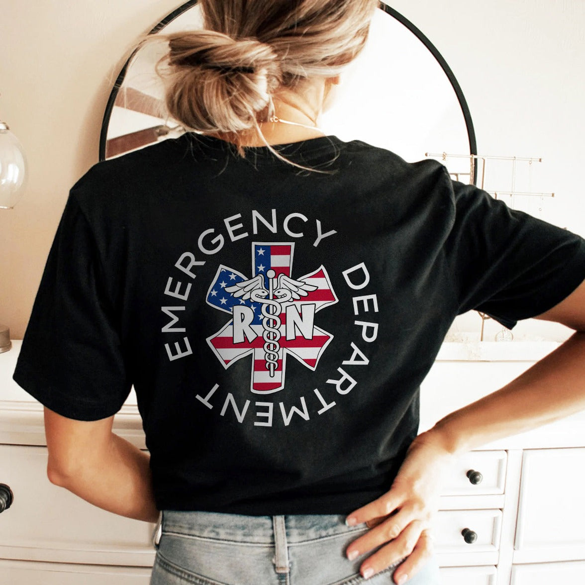 erjuly4thblack Emergency Department RN July 4th T-Shirt - Image 3