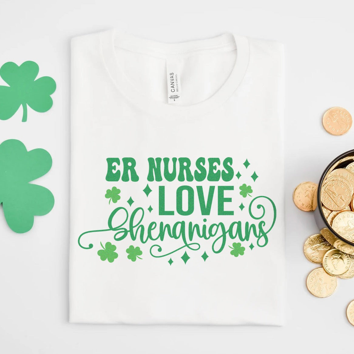 ernursesshenaniganswhite ER Nurses Love Shenanigans T-Shirt - Image 3