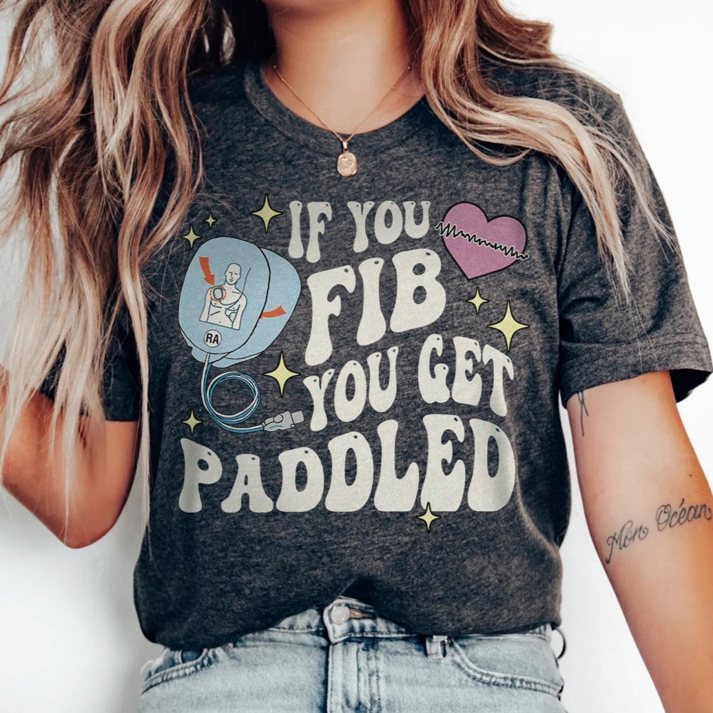 fibyougetpaddleddarkgray If You Fib You Get Paddled T-Shirt - Image 1