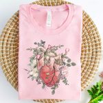 Watercolor Floral Anatomical Heart T-Shirt - Image 3