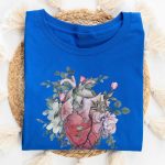 Watercolor Floral Anatomical Heart T-Shirt - Image 4