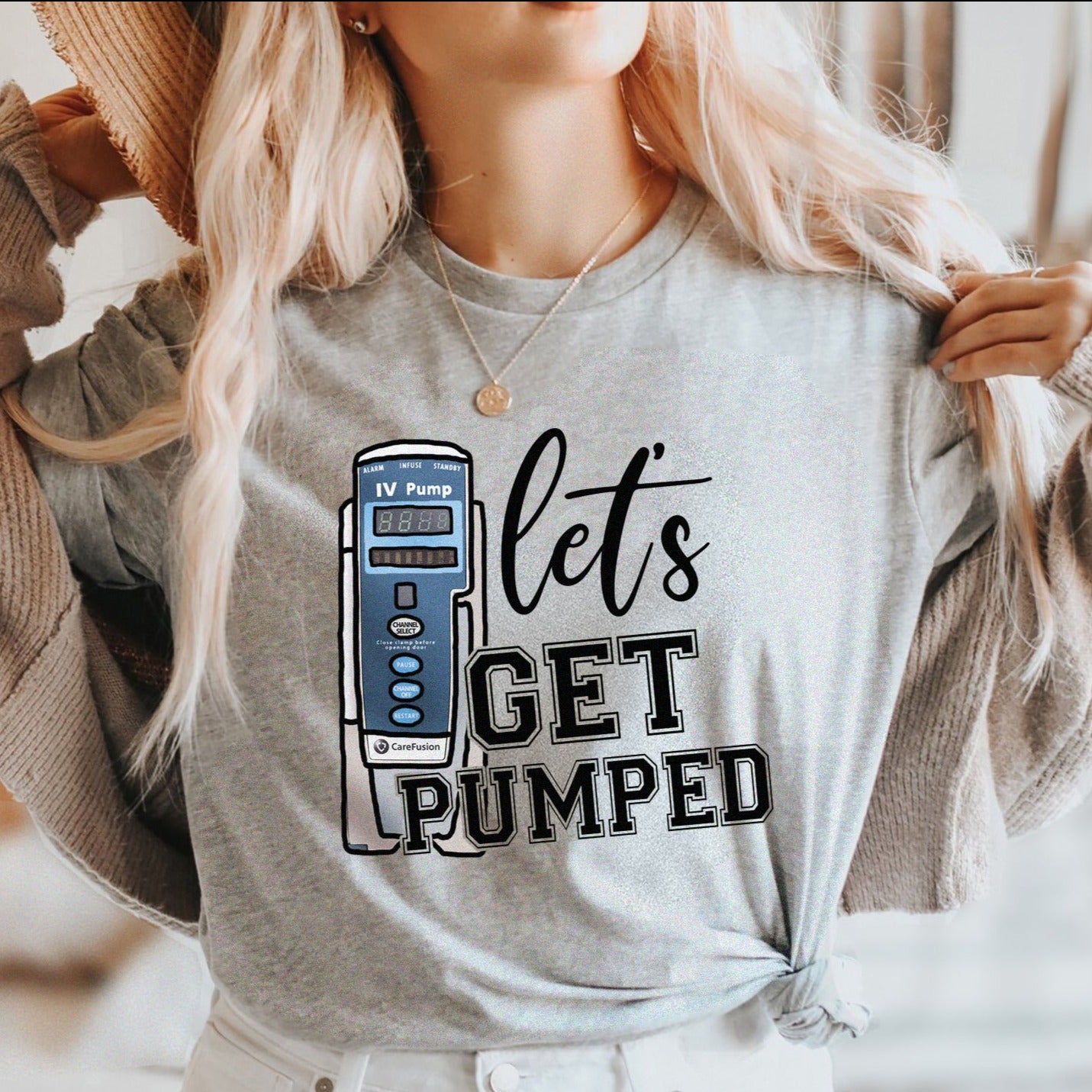 getpumpedgraycopy Let's Get Pumped T-shirt - Image 3