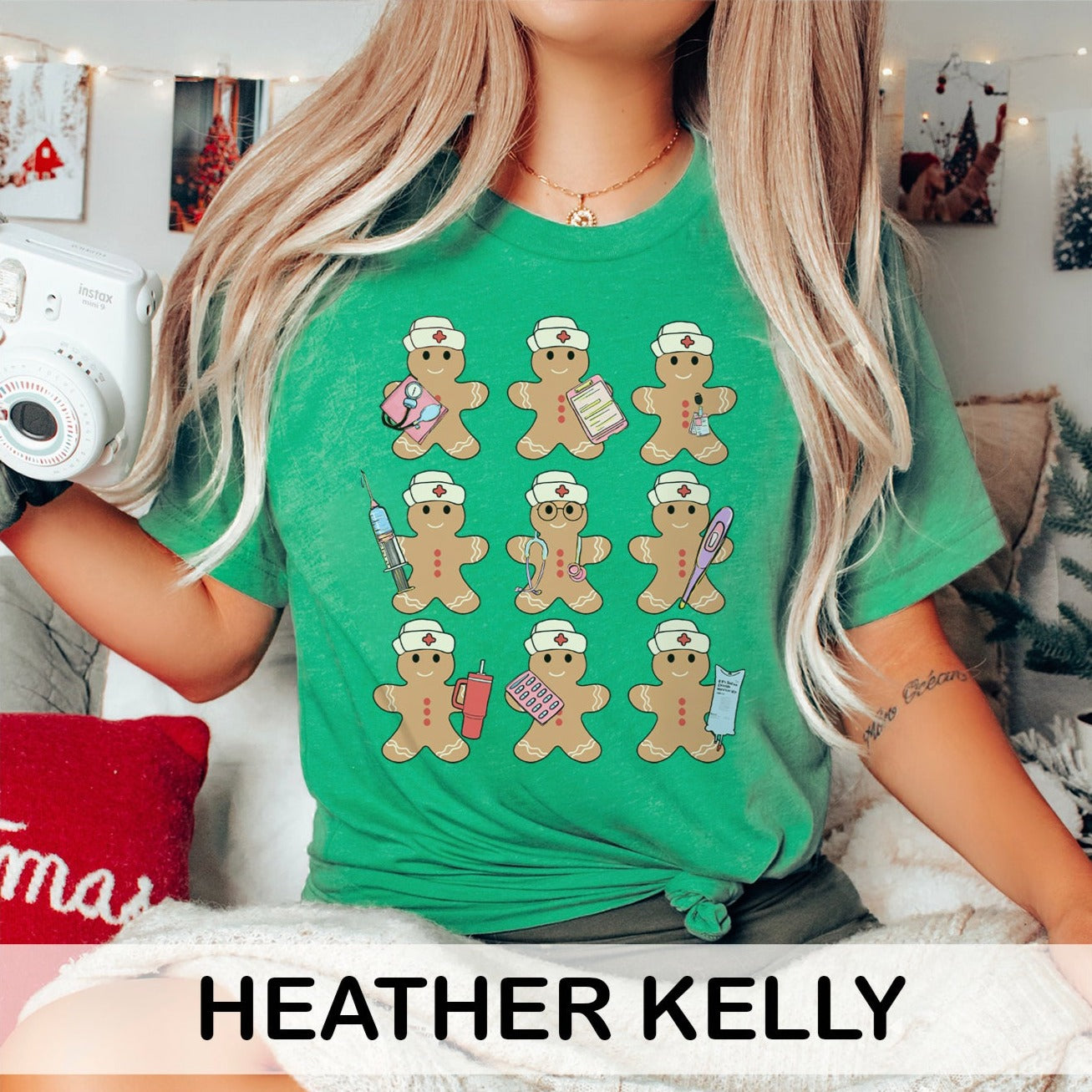 gingerbreadnursesinarowcolors_1b24aba8-db0e-43f2-a864-dcda56ec6ca8 Gingerbread Nurses in a Row T-Shirt - Image 8
